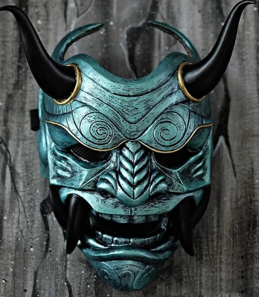🎴Kyojuro Rengoku🔥• ONI 100% handmade ✍🏻 Worldwide shipping📦 DM to  order👈⛩ #Hannya #mask #hannyamask #japanesemask #tattoo…
