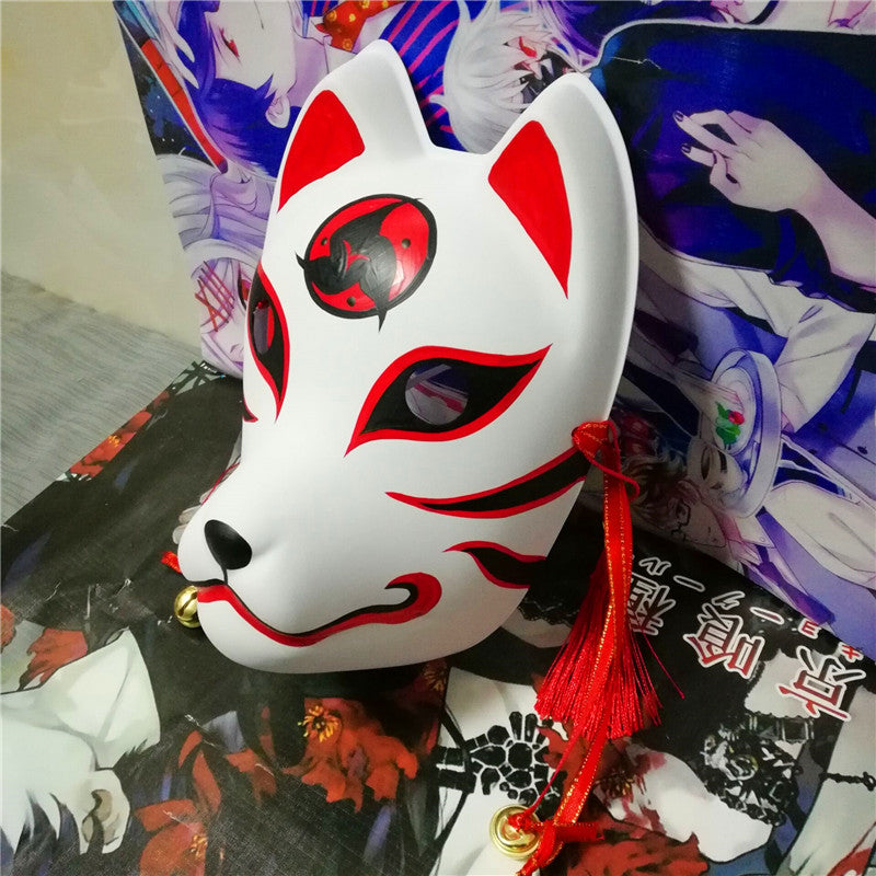 Full Face Hand Painted Kitsune Mask