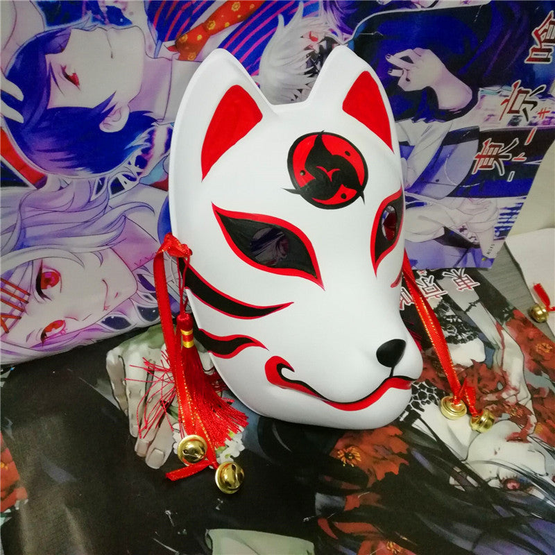 Full Face Hand Painted Kitsune Mask