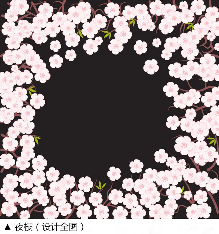 Japanese Flower Wrapping Black Cloth Furoshiki