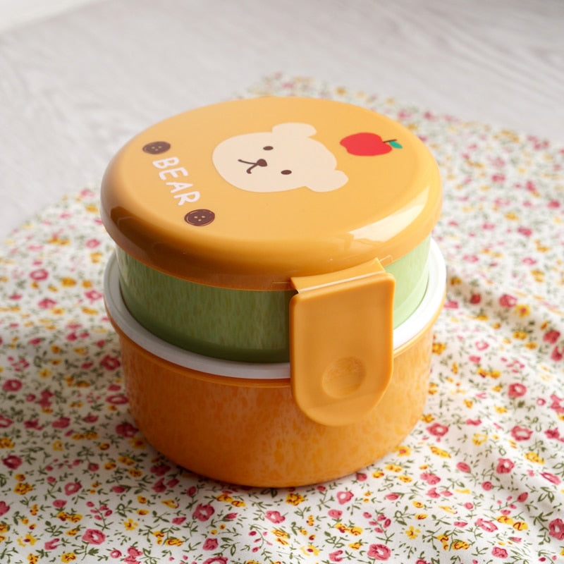 Japanese Double-layer Round Bento Box