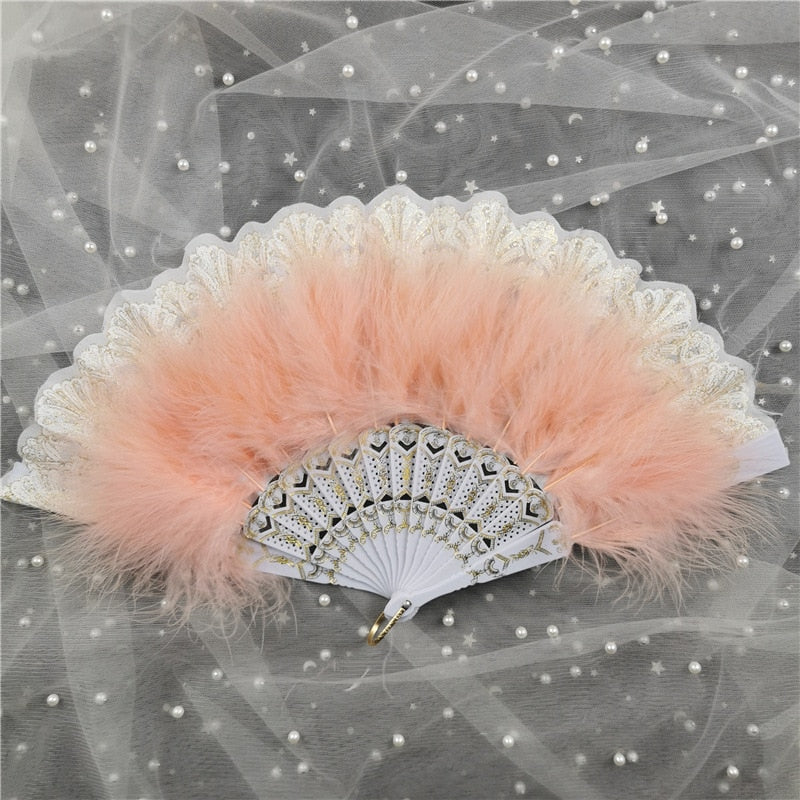 Japanese Folding Feather Hand Fan
