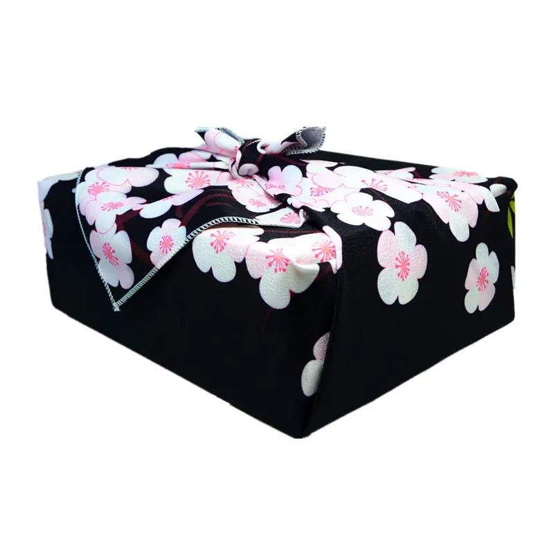 Japanese Flower Wrapping Black Cloth Furoshiki