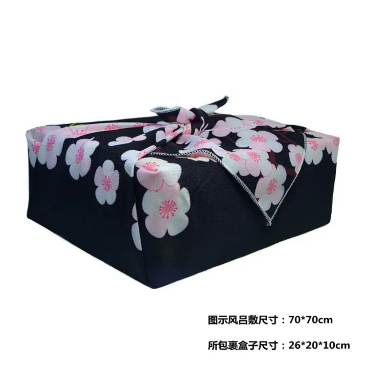 Japanese Flower Wrapping Black Cloth Furoshiki