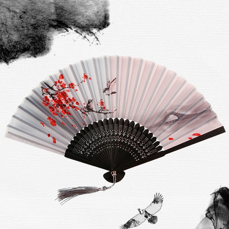 Japanese Style Silk Folding Hand Fan