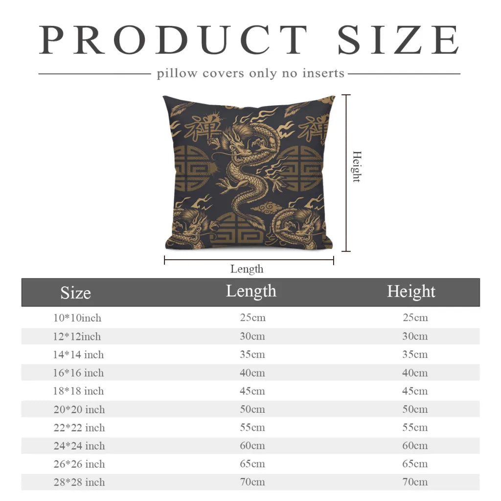 Japanese Golden Dragon Cushion Cover