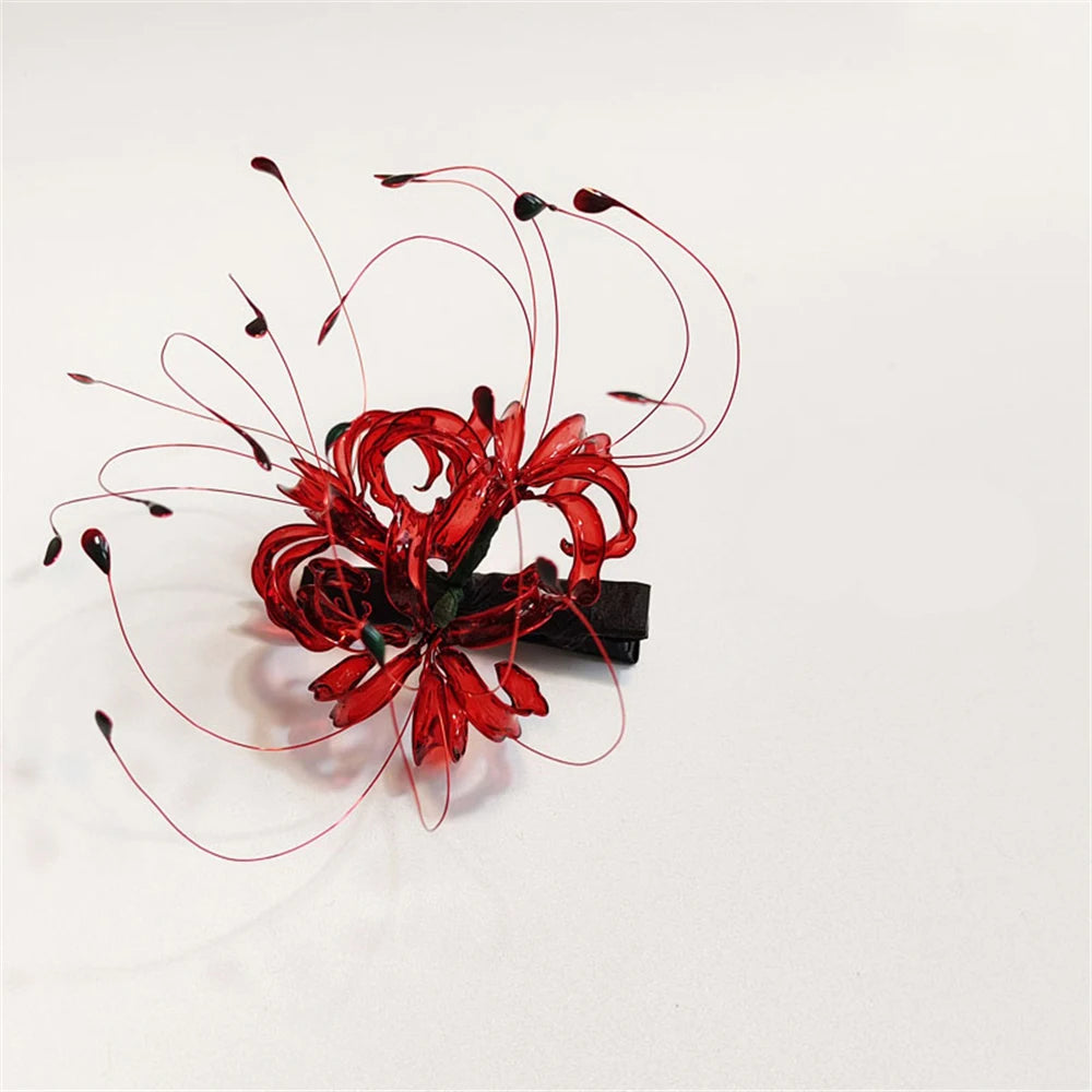 Red Lycoris Radiata Flower Hairpin