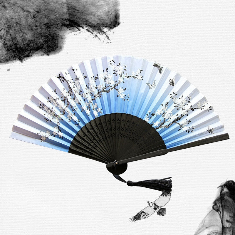 Japanese Style Silk Folding Hand Fan