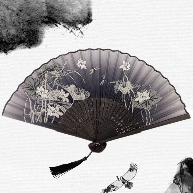 Japanese Style Silk Folding Hand Fan