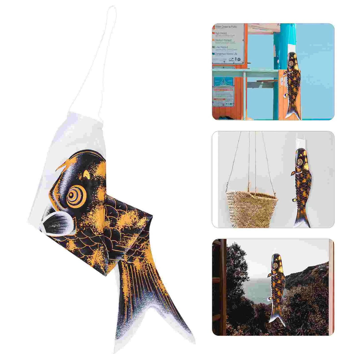 Japanese Koinobori Blak Fish Flag