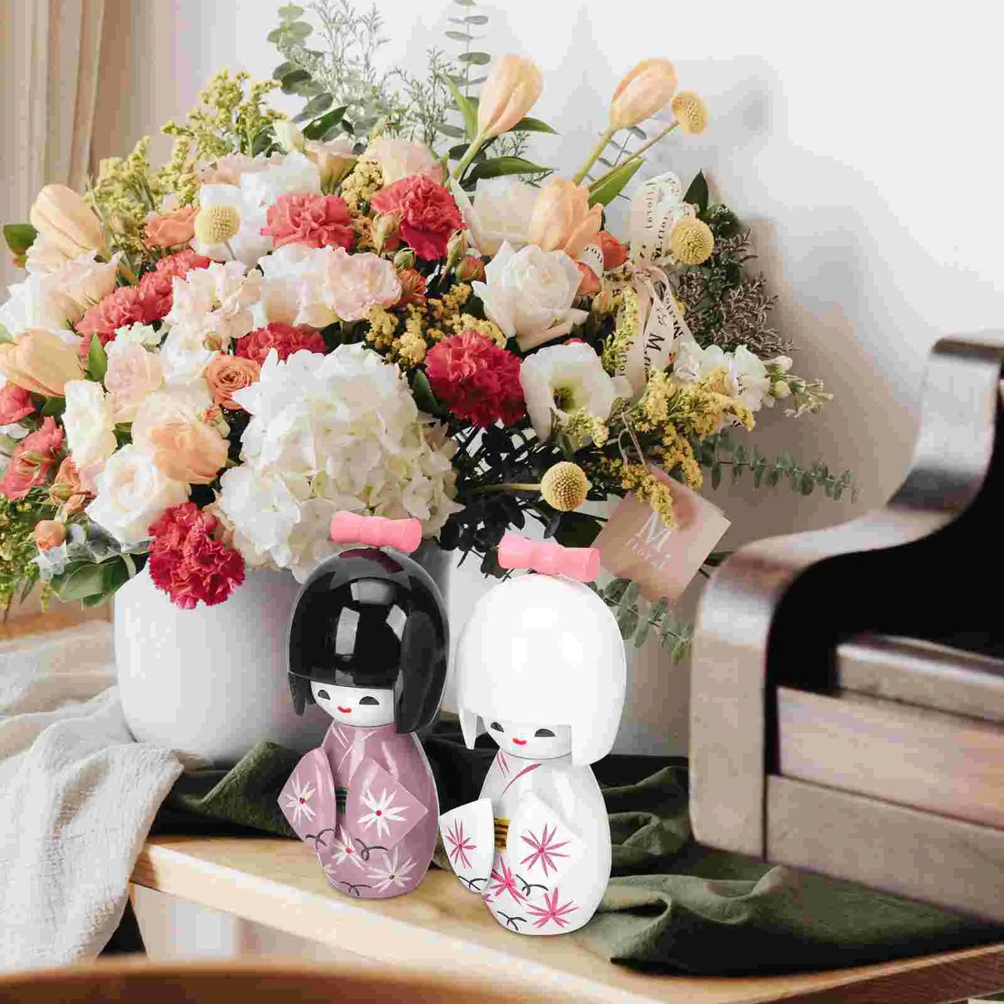 2 Pcs Japanese Kokeshi Dolls