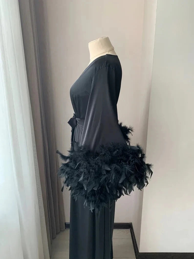 Feather Blush Kimono Robe