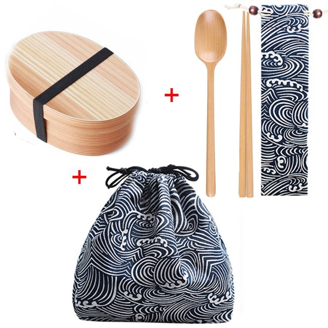 Single Layer Japanese Wooden Bento Box