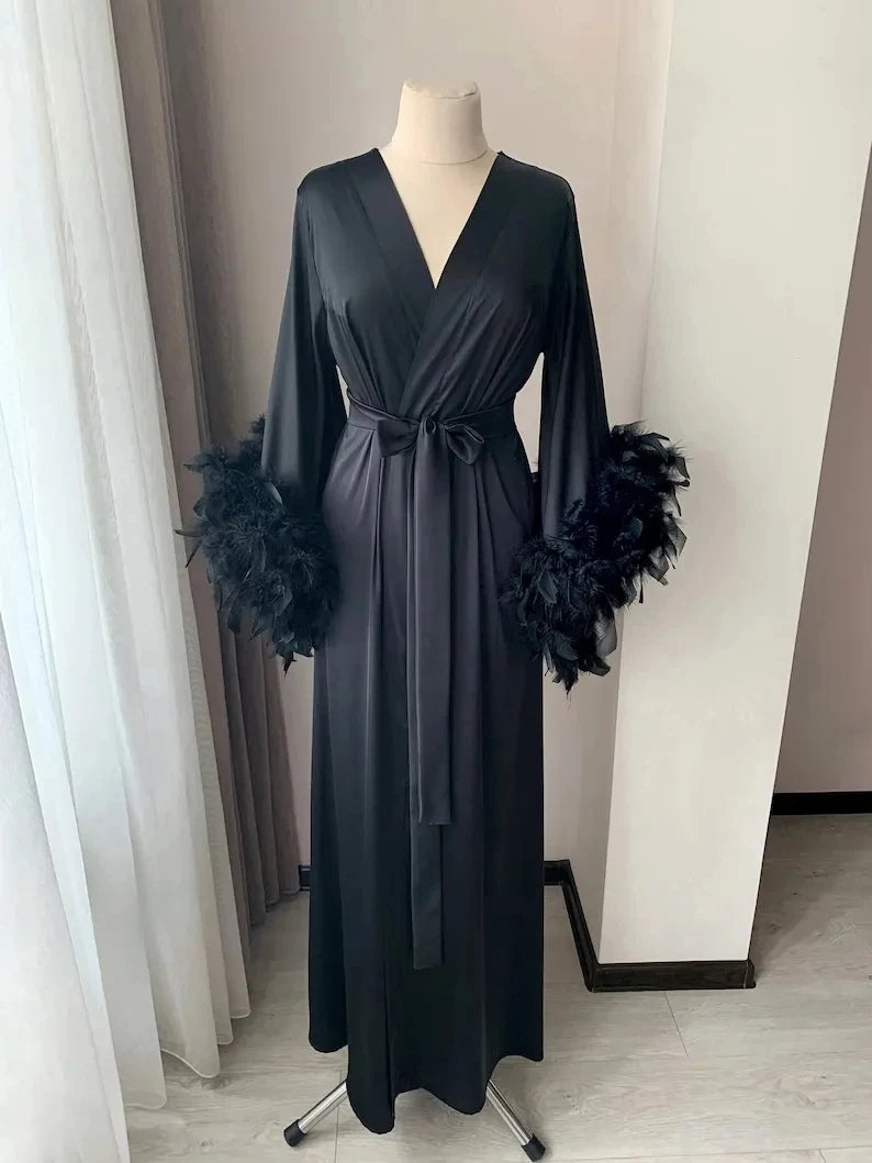 Feather Blush Kimono Robe
