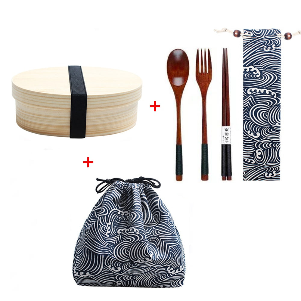 Single Layer Japanese Wooden Bento Box