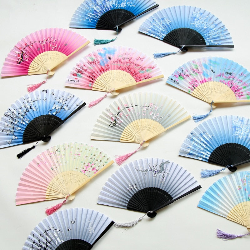 Japanese Style Silk Folding Hand Fan