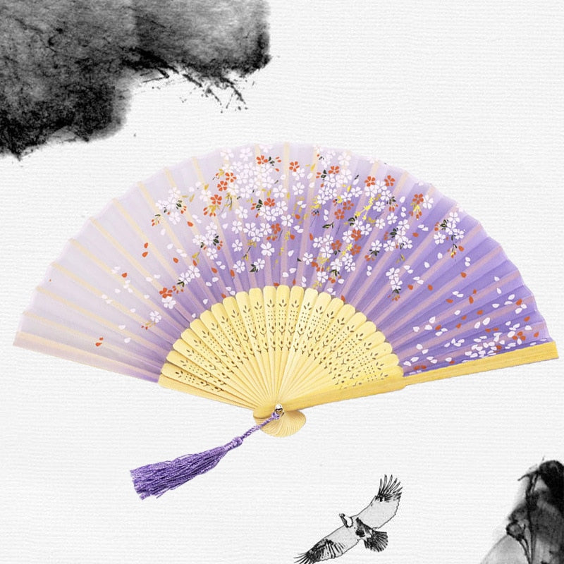 Japanese Style Silk Folding Hand Fan