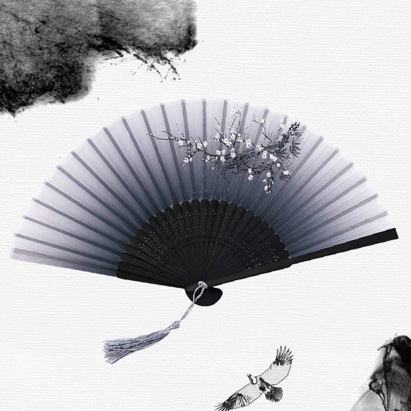 Japanese Style Silk Folding Hand Fan