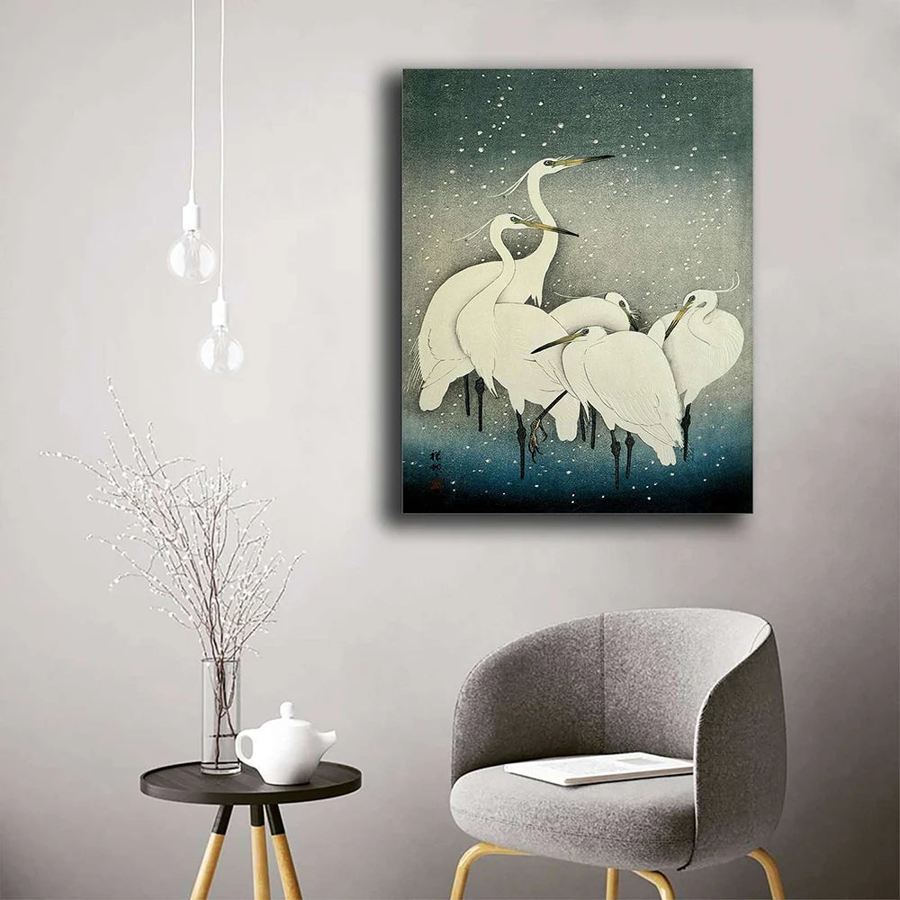 Crane Canvas Wall Painting