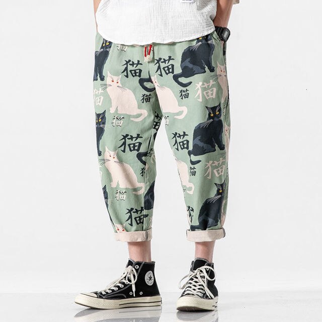 cat print pants