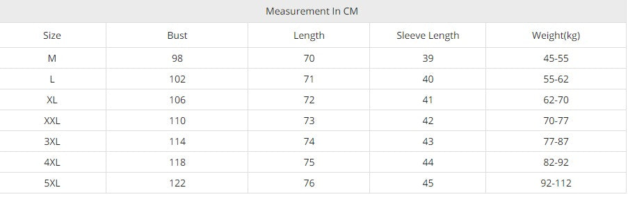 haori shirt size