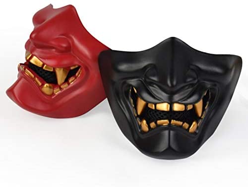 golden half face oni mask
