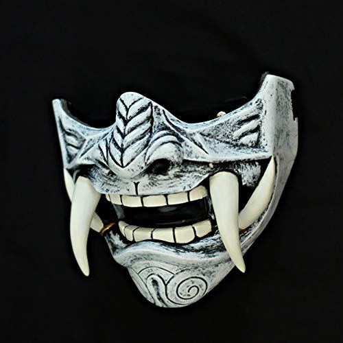 white half oni mask