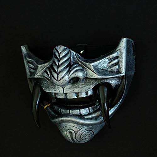 silver oni half mask
