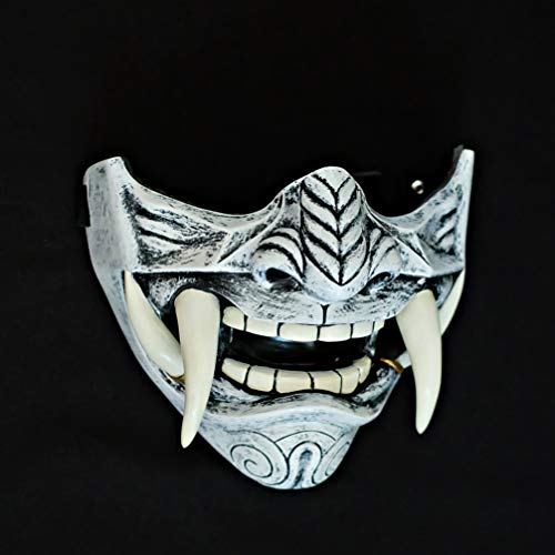 white half oni mask