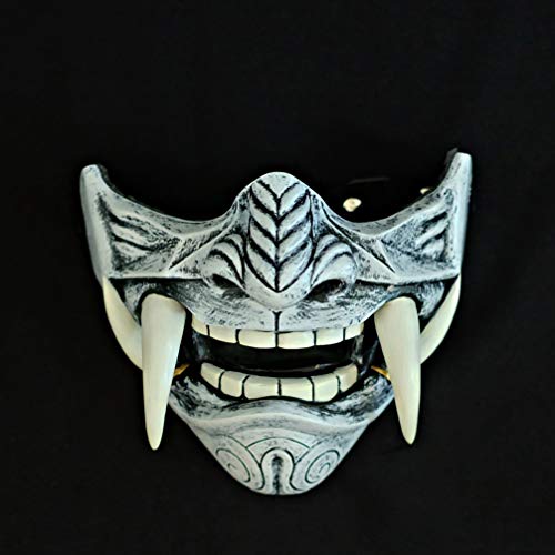 white half oni mask