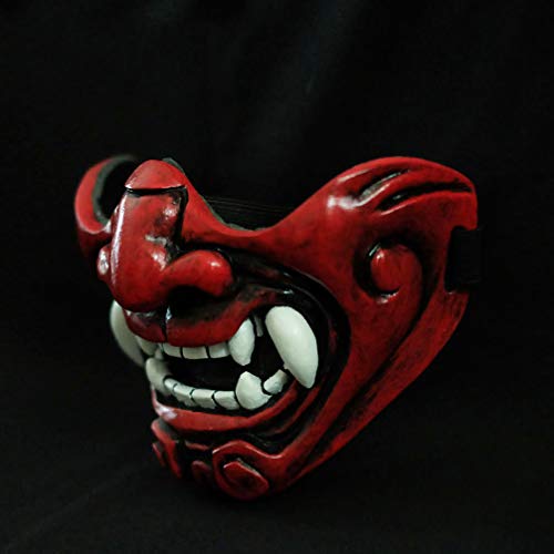 red oni half mask