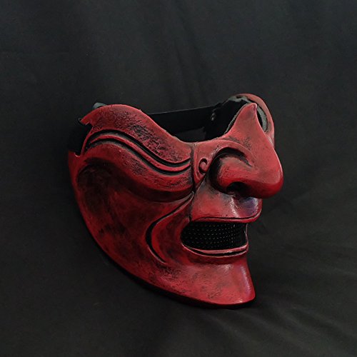samurai red half mask