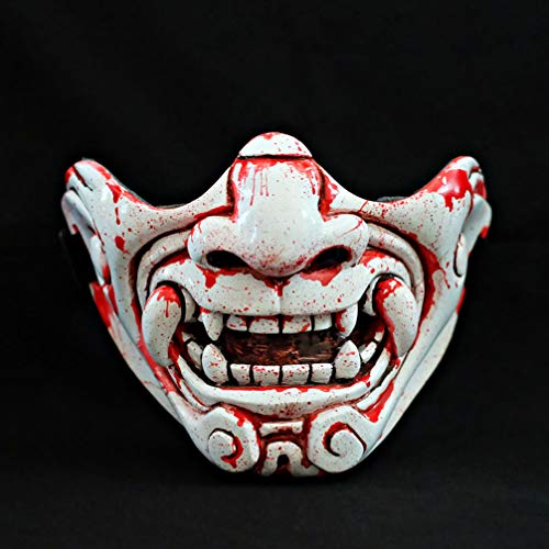 white half face oni mask