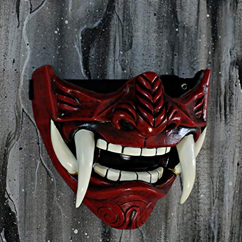 red oni half mask