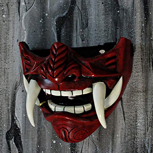 red oni half mask