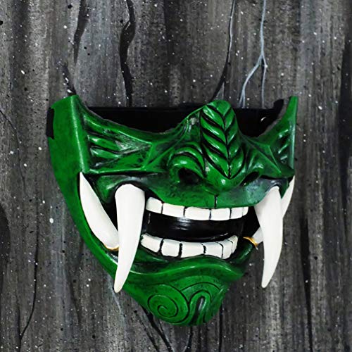 green oni half mask