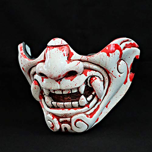 white half face oni mask