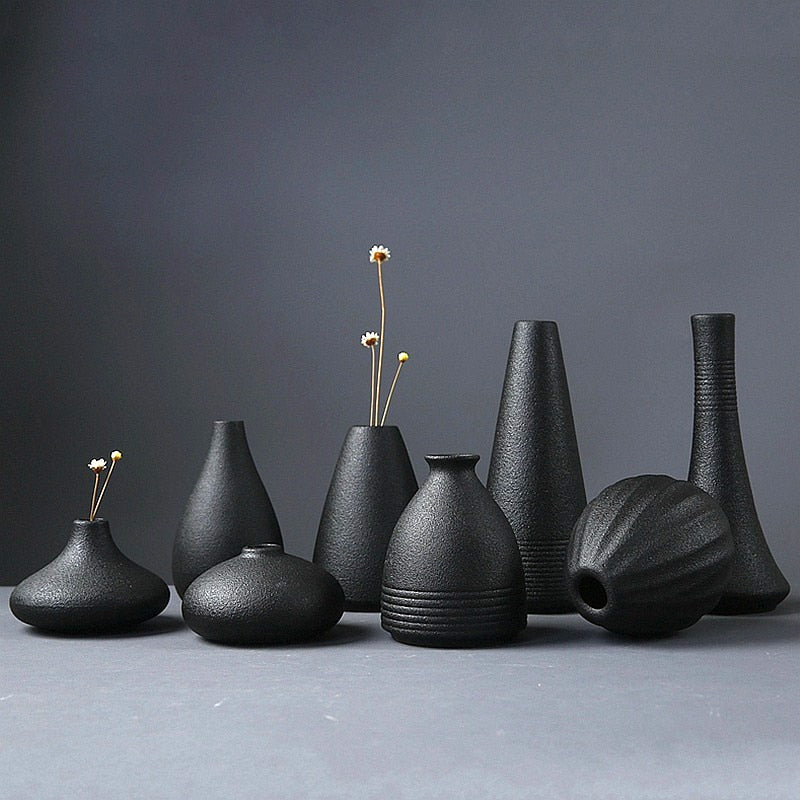 black ceramic vase