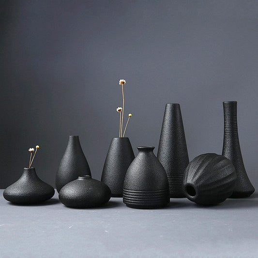 black ceramic vase