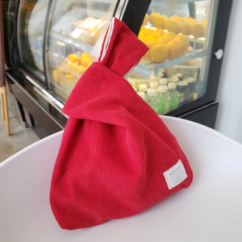 striped corduroy knot bag