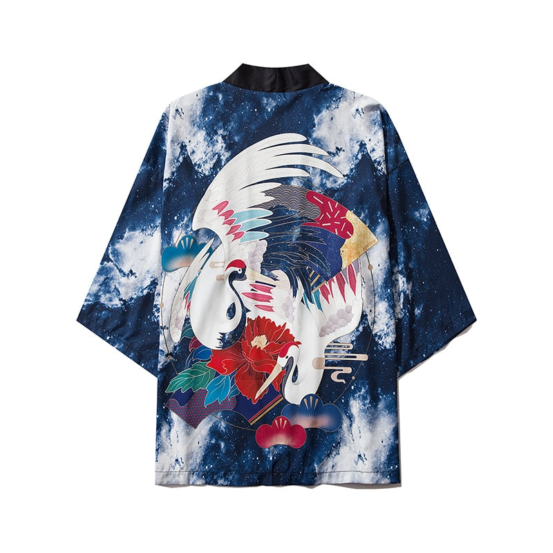 ukiyo-e crane haori