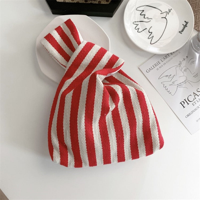 striped corduroy knot bag