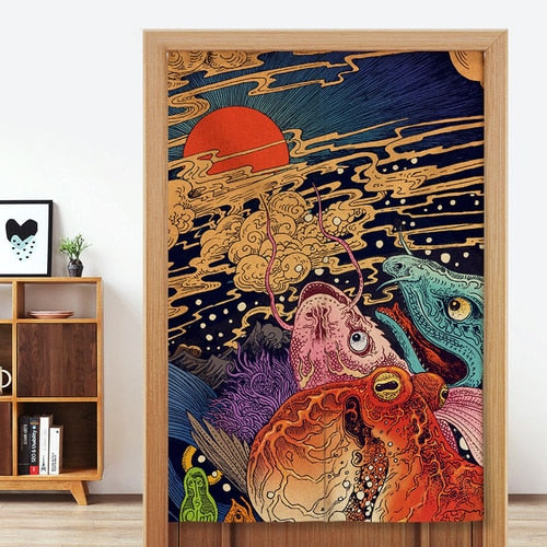 ukiyo-e japanese curtains