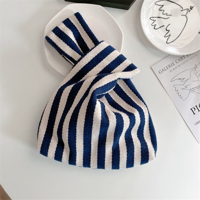 striped corduroy knot bag