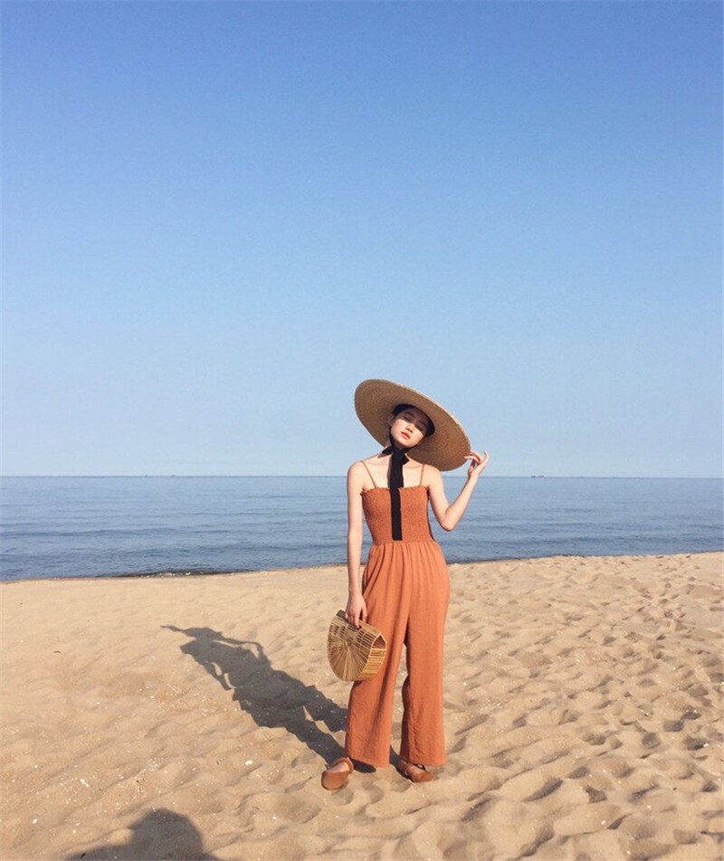 long ribbon straw hat