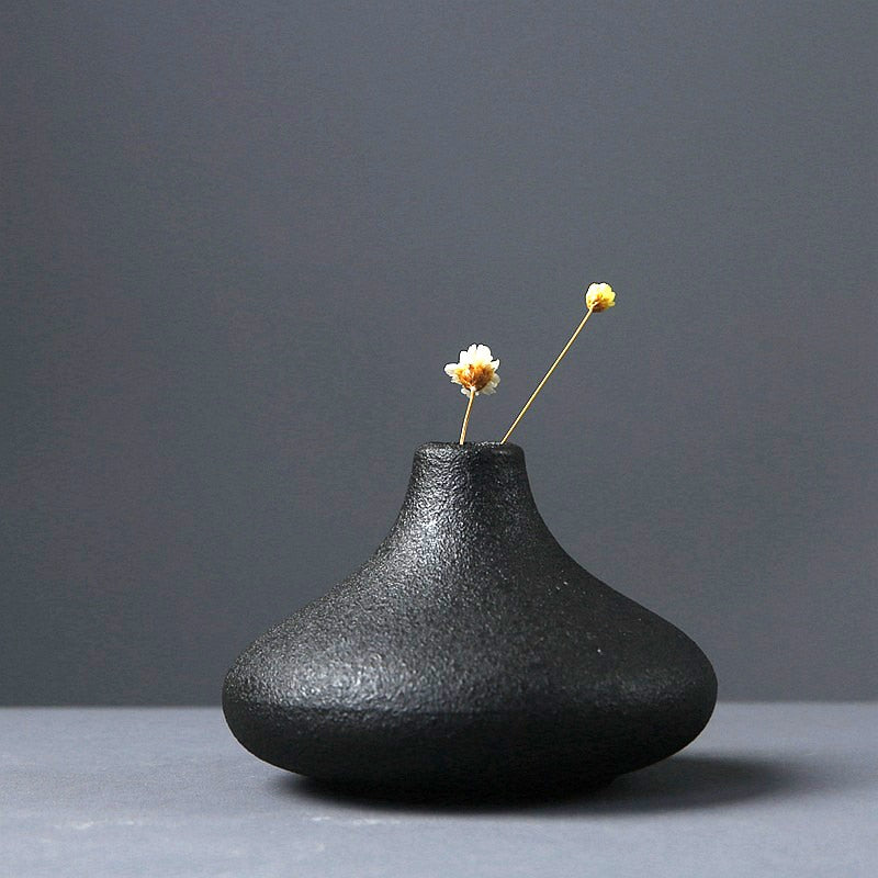 black ceramic vase