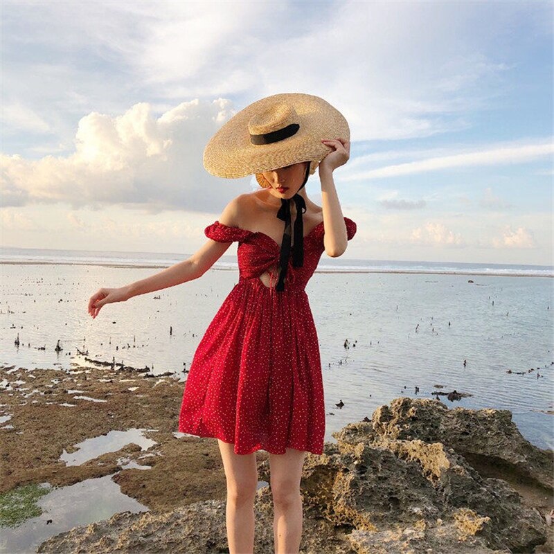 long ribbon straw hat
