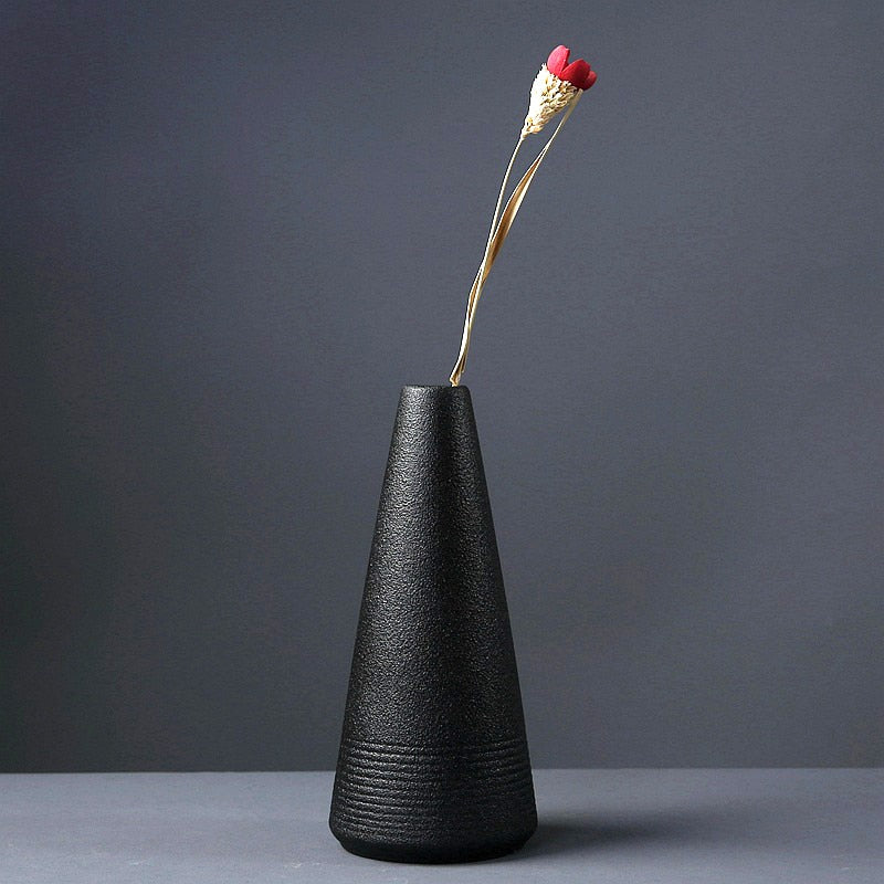 black ceramic vase