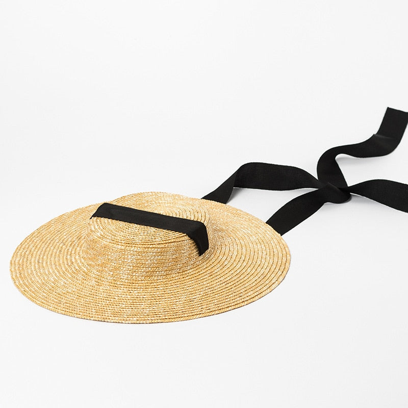 flat brim straw hat