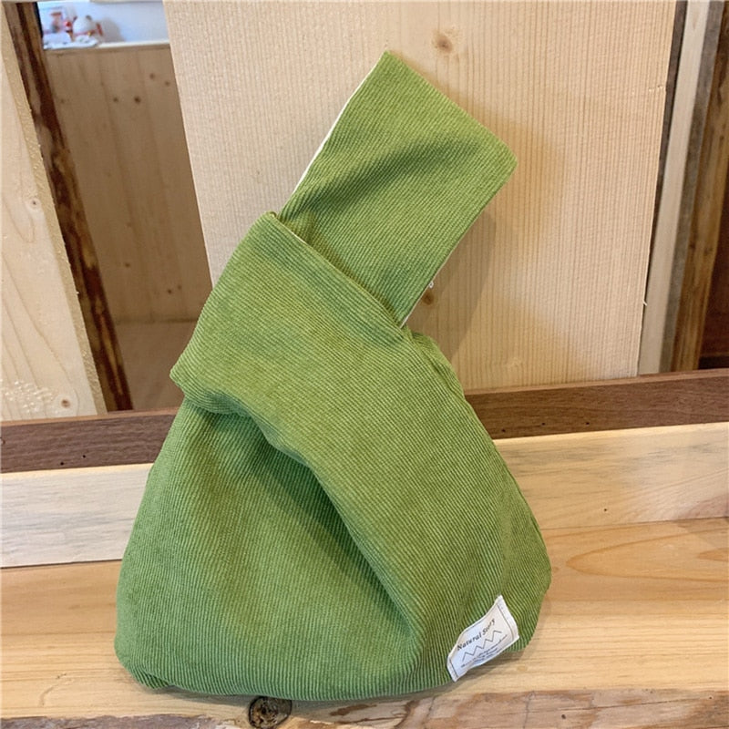 striped corduroy knot bag